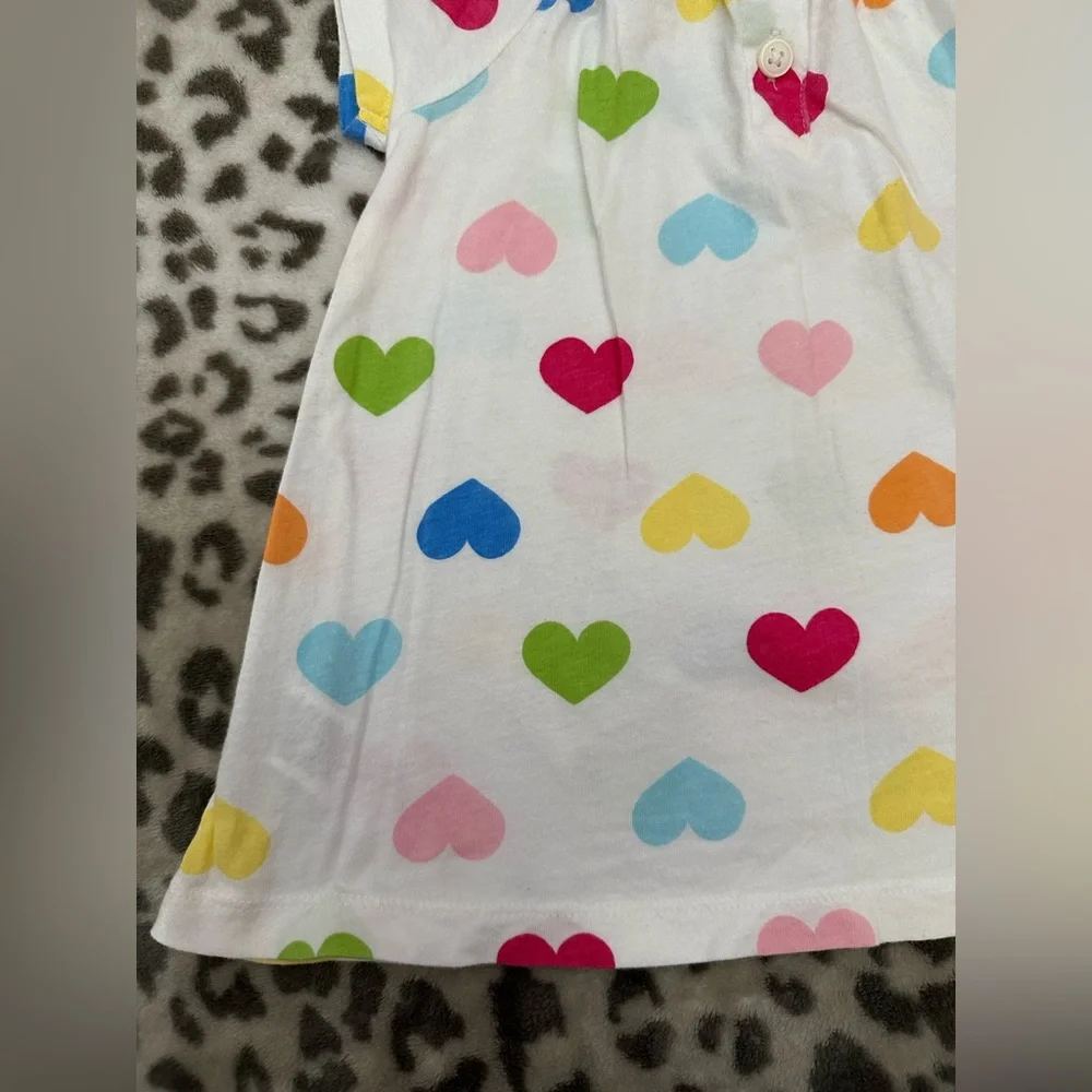 Carter’s Heart Print Short Sleeve Top in White Size 3T Toddler Girls